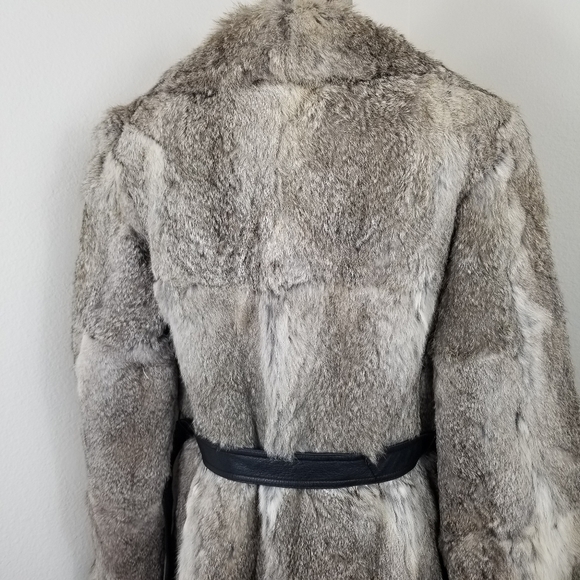 Vintage Safuron Rabbit Fur Jacket Trench Coat - Picture 6 of 10